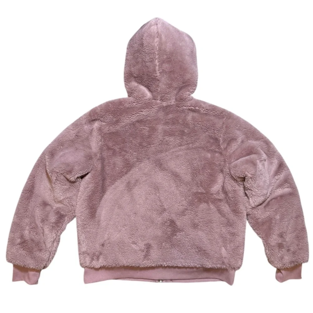 Athleta Ritual Jacket Women’s M Mauve Hooded Faux Fur Full Zip Winter Coat - Picture 8 of 11